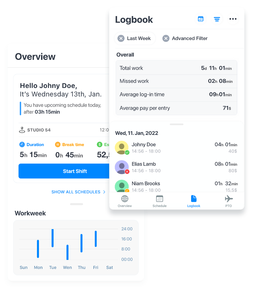 Skärmbild från Grownu mobilapplikation för system för arbetsledning