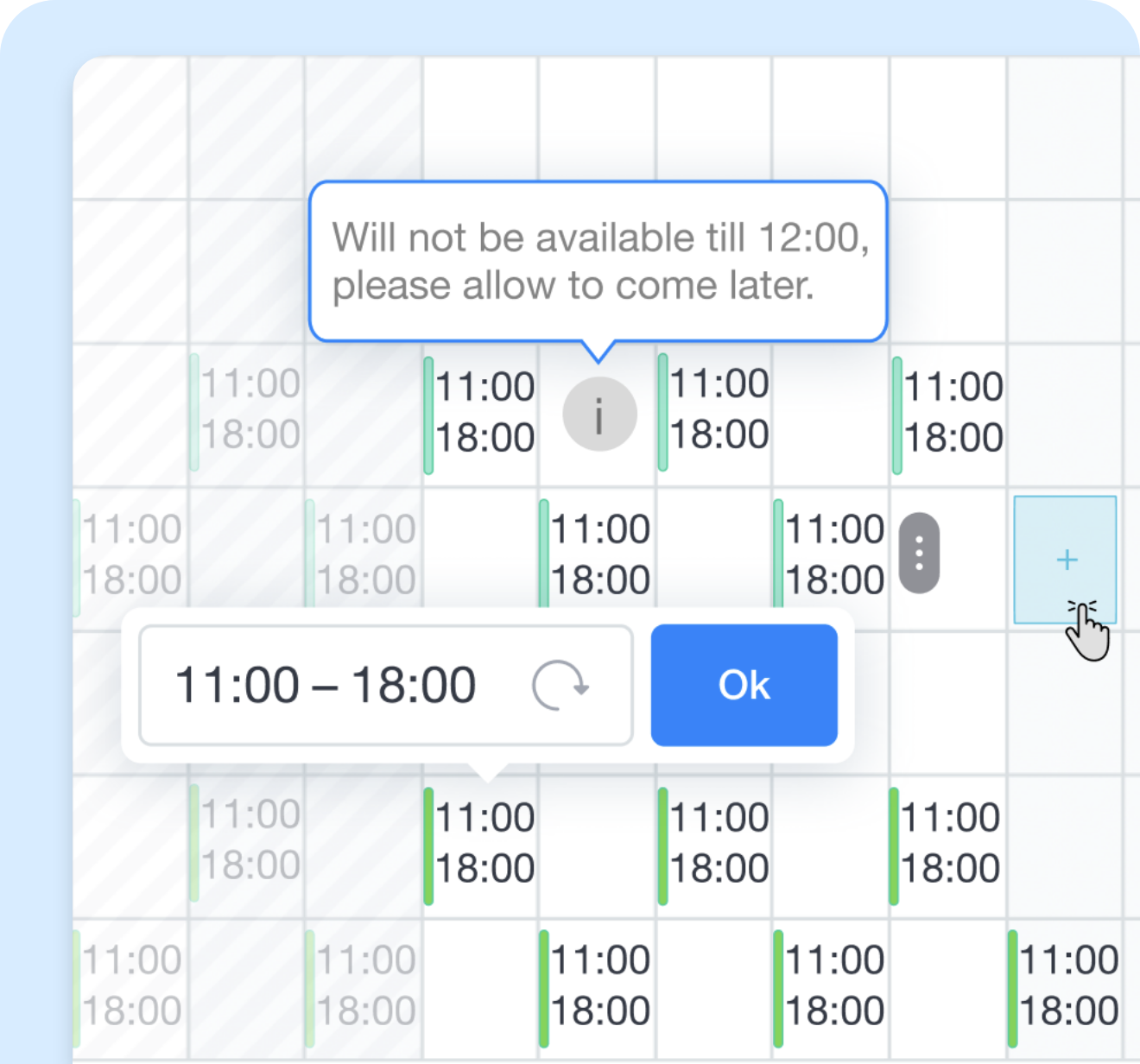 Schemaöversikt med planerade arbetspass