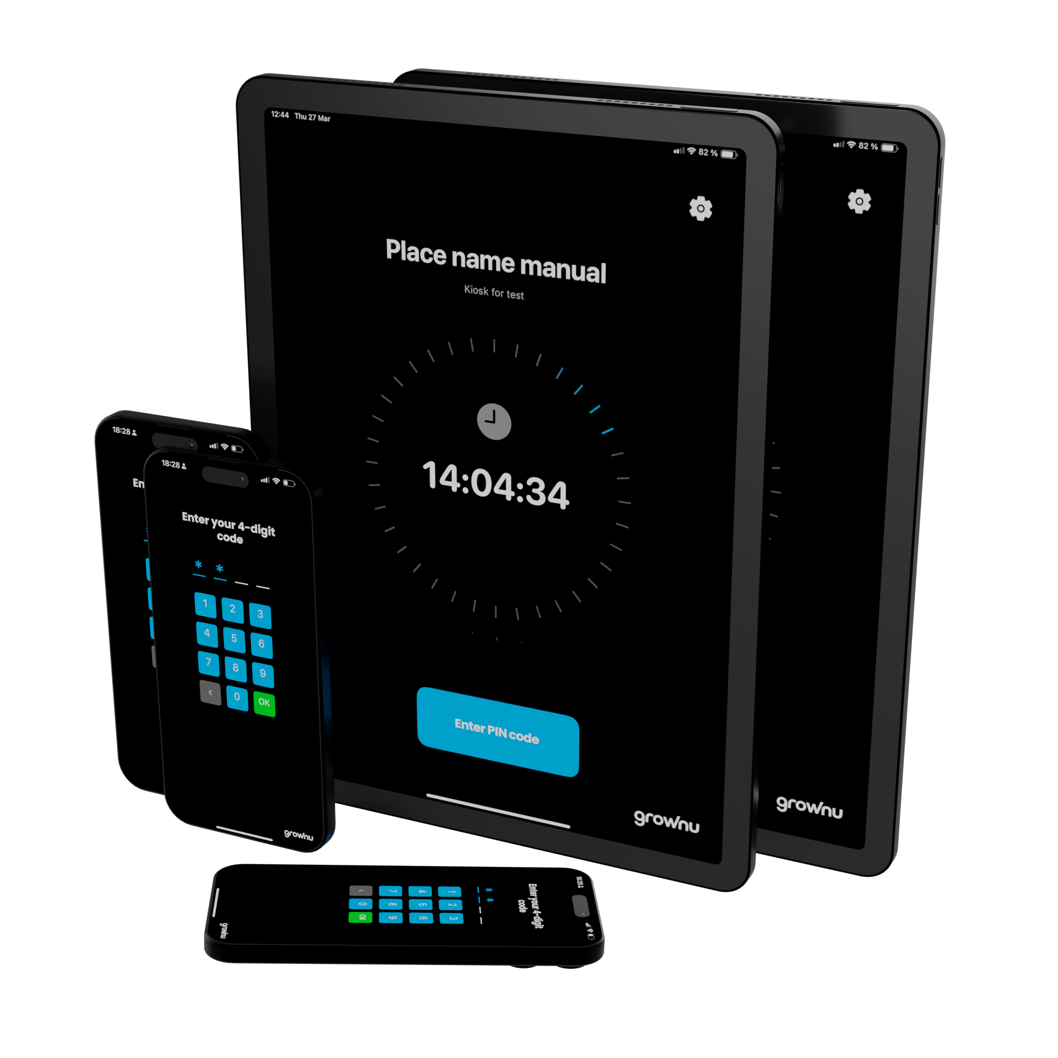 Mobil stämpelterminal på telefon eller surfplatta med egen enhet