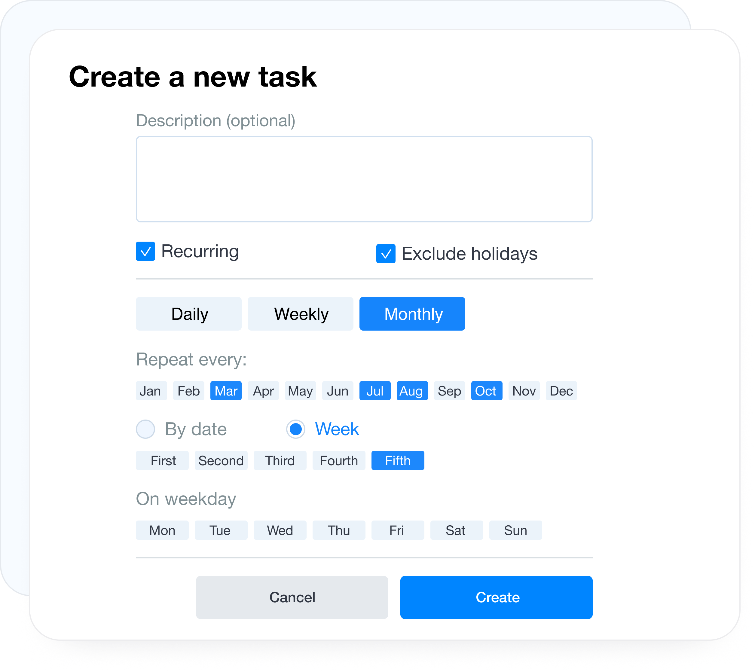 Engångs och recurring task planning in Grownu